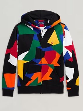 Polo by Ralph Lauren Boys Multi-Color Abstract Print double knit full zip Hoodie